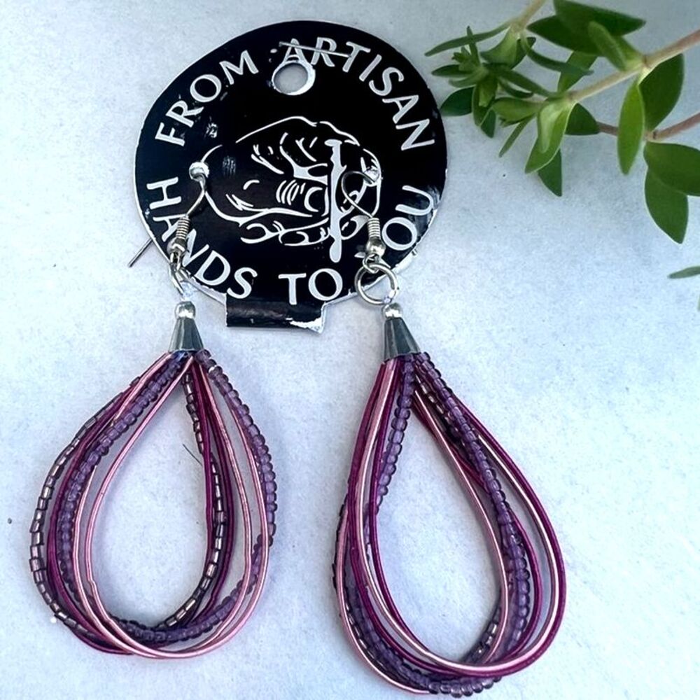 Handcrafted From Artisan Hands To You Boho Beaded Drop Earrings